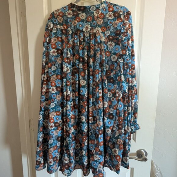 Umgee Floral Teal and Orange Dress - Picture 3 of 3